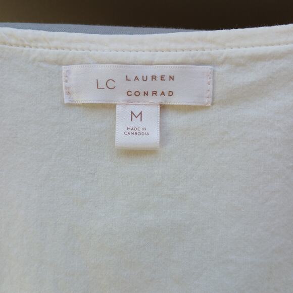 LC Super Soft Tank Top Vest M cream organic cotton button-up ruffles fully lined - Picture 6 of 12